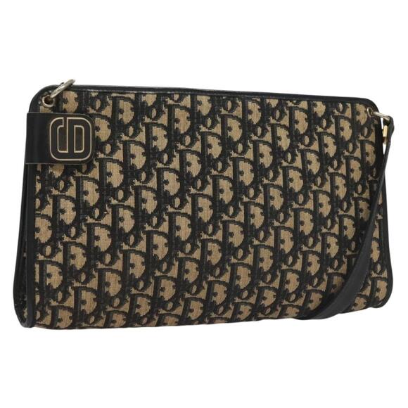 DIOR Trotter Canvas Shoulder Bag Navy Gold - Picture 1 of 12
